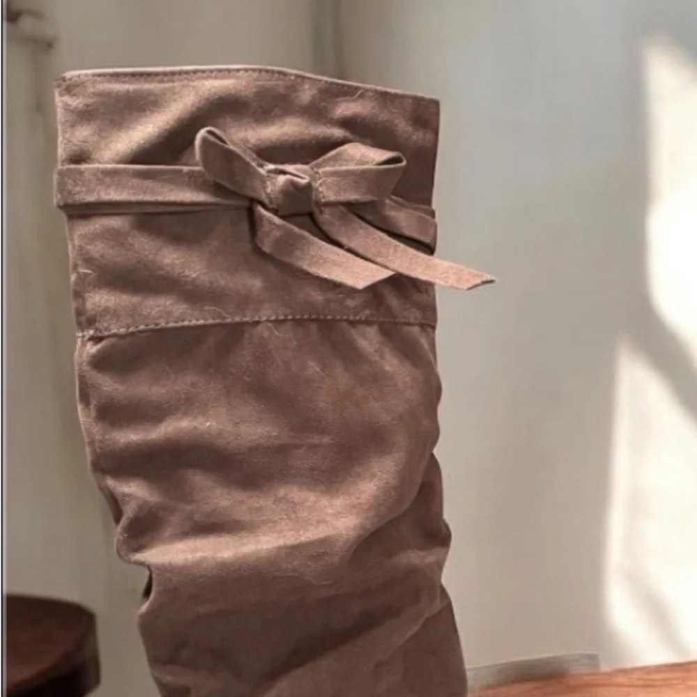JUST FAB Women's Suede Knee-High Boots - Brown SIZE 6 NEW IN BOX